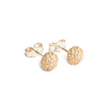Protea Pincushion inspired earring studs in yellow gold