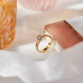 9ct Yellow Gold and "Yellow Toned" Diamond Protea Ring