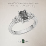 Green Sapphire and Diamond Five Stone Ring
