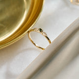 Sapphire Two Leaf Stack Ring - 9ct Yellow Gold