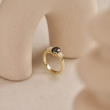 14ct Yellow Gold Green Oval Sapphire and Radiant Cut Diamond Trilogy Ring