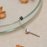Sterling Silver and Dark Green Tourmaline Protea Studs - 3mm