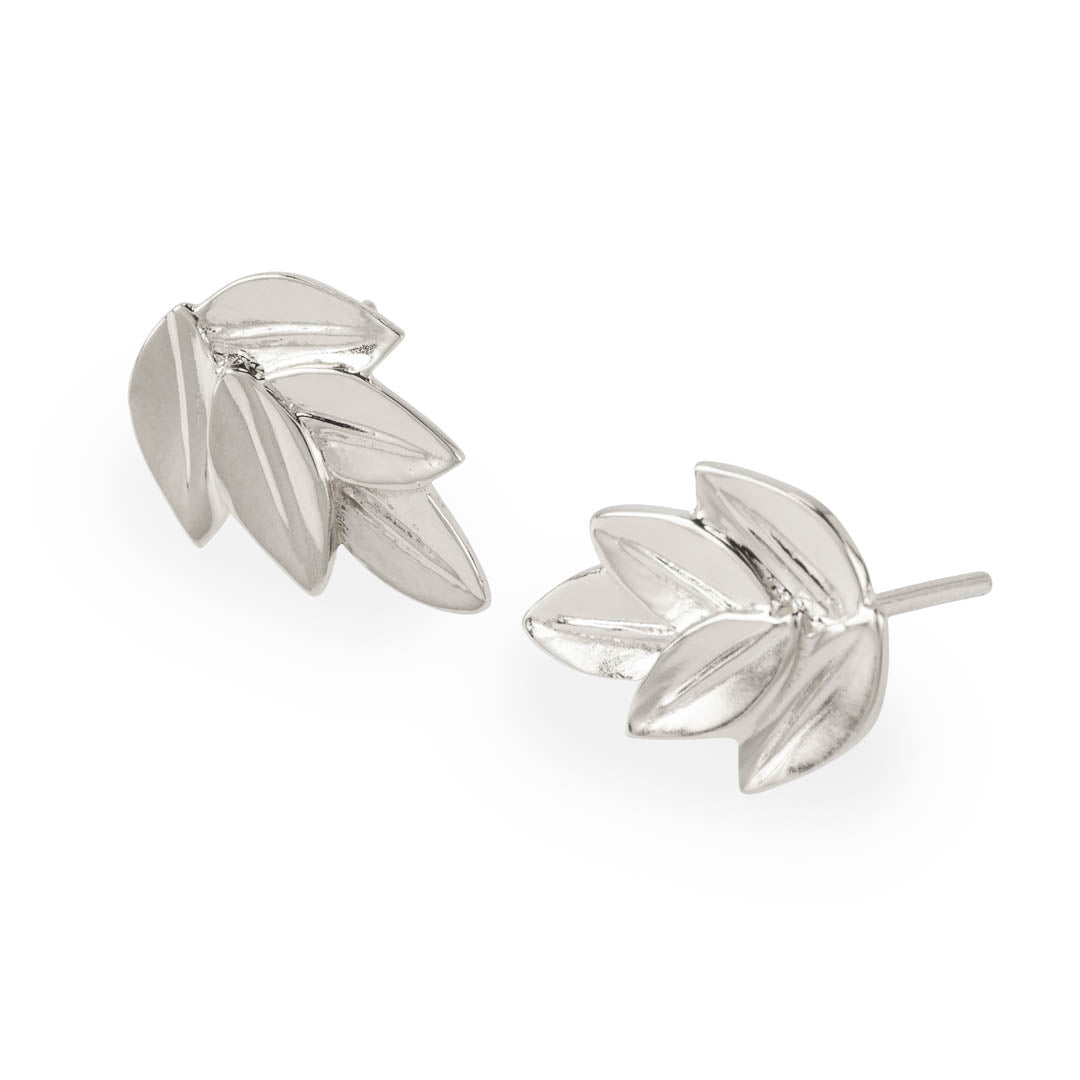 Five Leaf Acacia sterling silver stud earrings