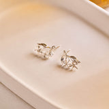 Lemon Blossom and Leaf Studs - Sterling Silver