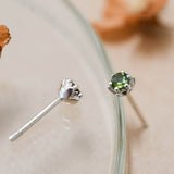 Sterling Silver and Light Green Tourmaline Protea Studs - 3mm