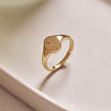 Strelitzia Wild Flower Signet Ring 9ct Yellow Gold