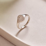 Strelitzia Wild Flower Signet Ring Sterling Silver