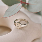 Strelitzia Wild Flower Signet Ring Sterling Silver