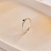 Tourmaline Two Leaf Stack Ring - Sterling Silver