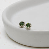 Sterling Silver and Green Tourmaline Protea Studs - 4mm