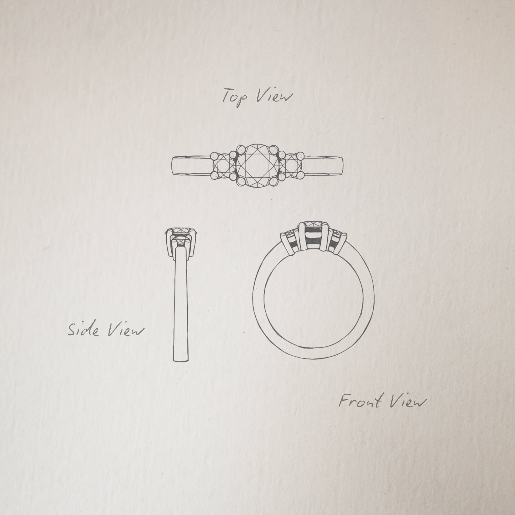 Blue Sapphire and Diamond Trilogy Ring