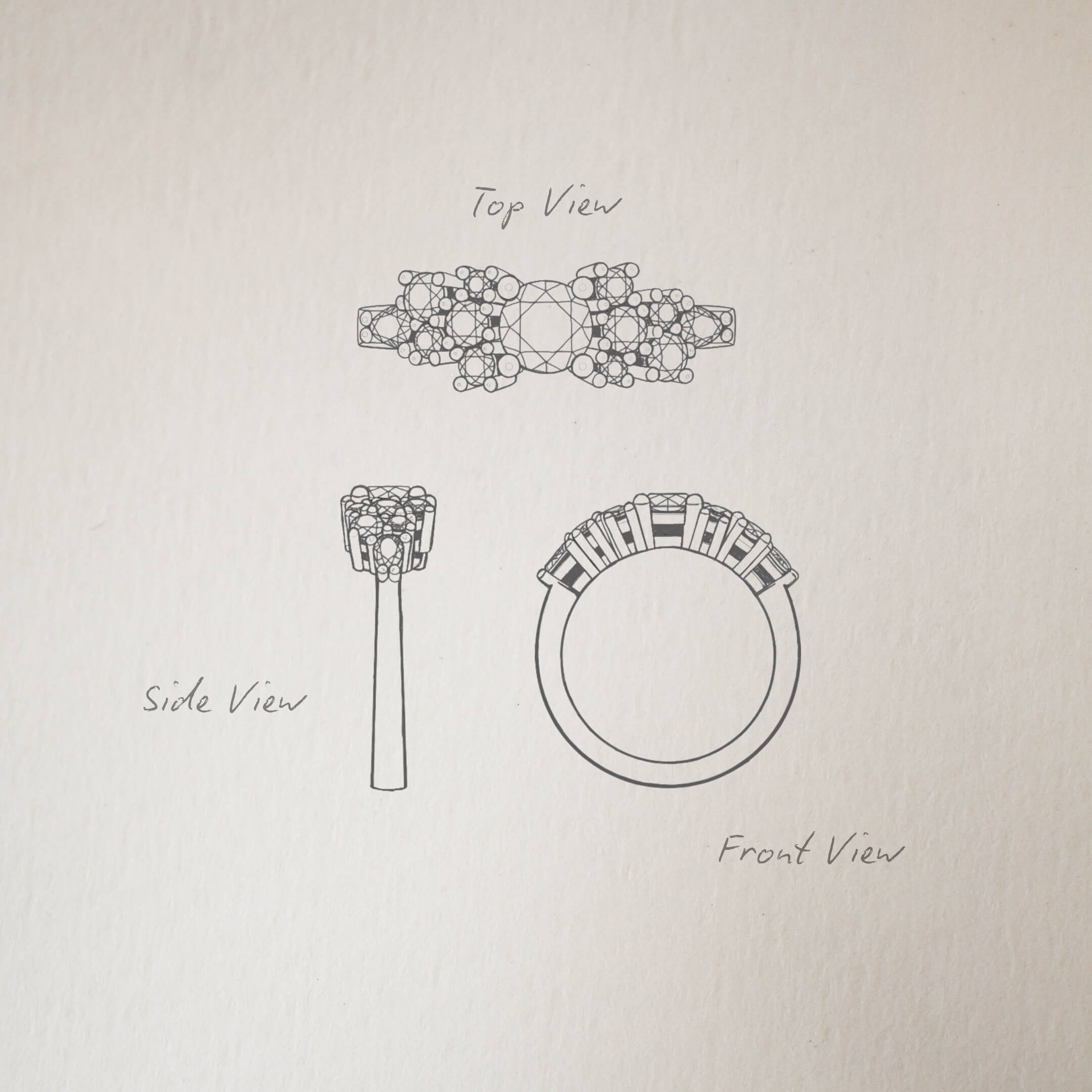 Bouquet Ring with Diamond, Sapphires and Cognac Diamonds