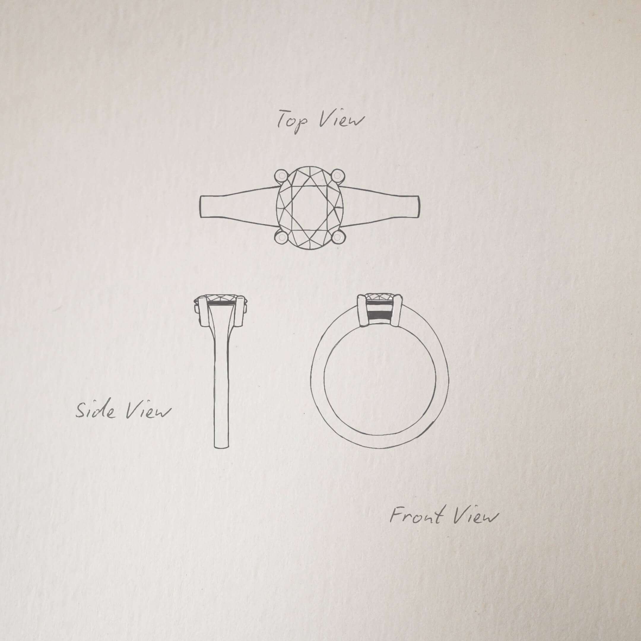 Oval Green Sapphire Hand Engraved Ring