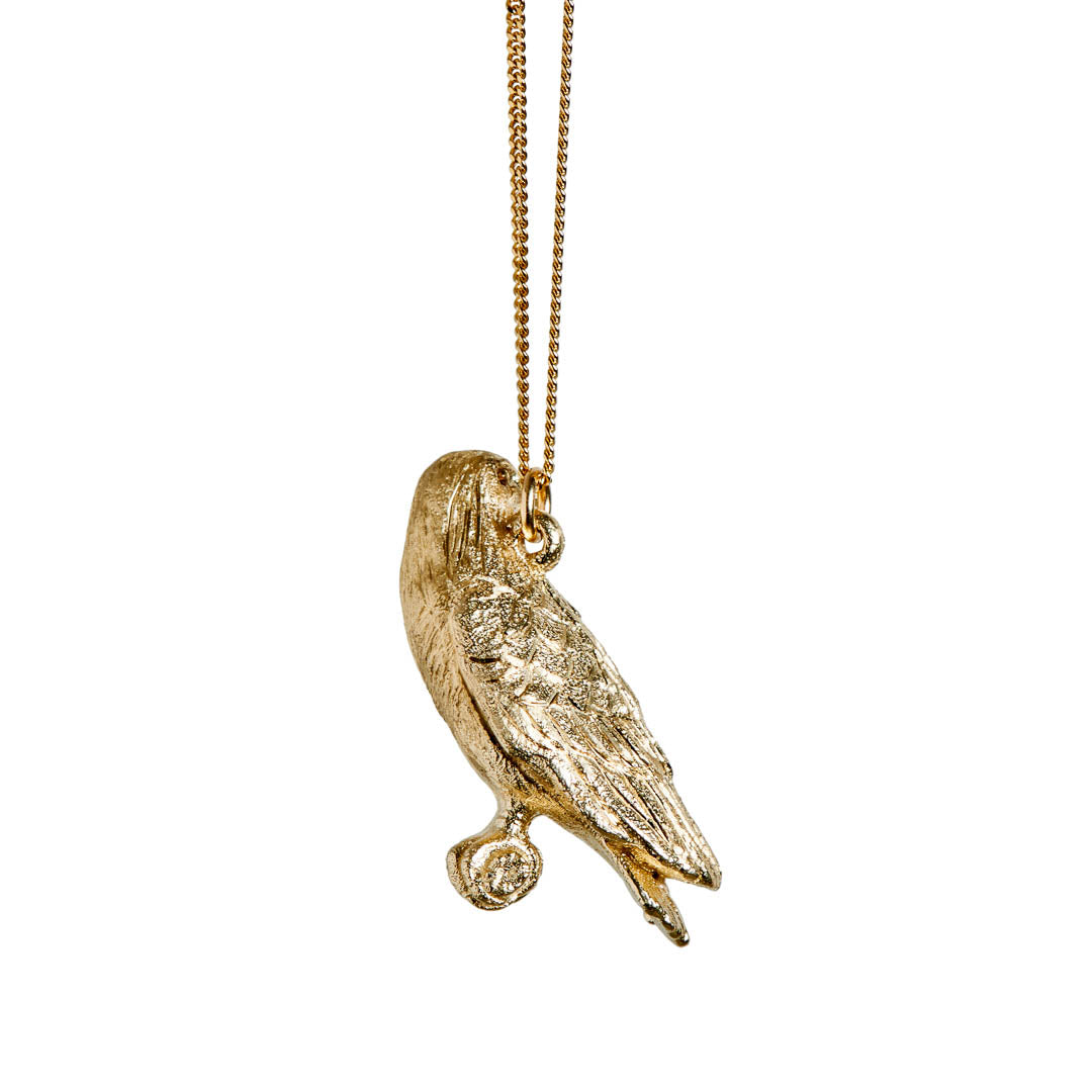 9ct Yellow Gold hand crafted African Fish Eagle necklace with detailed face and wing pattern.
