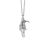 Sterling Silver hand crafted Southern Double-Collared Sunbird necklace with detailed face and wing pattern.