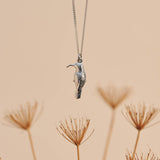 Sterling Silver hand crafted Southern Double-Collared Sunbird necklace with detailed face and wing pattern.