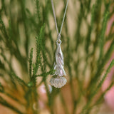 Protea Pincushion Full Leaf Necklace - Sterling Silver
