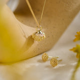Protea Pincushion Studs - 9ct Yellow Gold