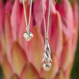 King Protea Pod Full Leaf Necklace - Sterling Silver