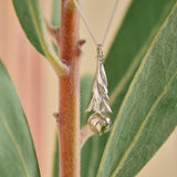 King Protea Pod Full Leaf Necklace - Sterling Silver