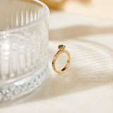 9ct Yellow Gold and Green Sapphire Protea Ring