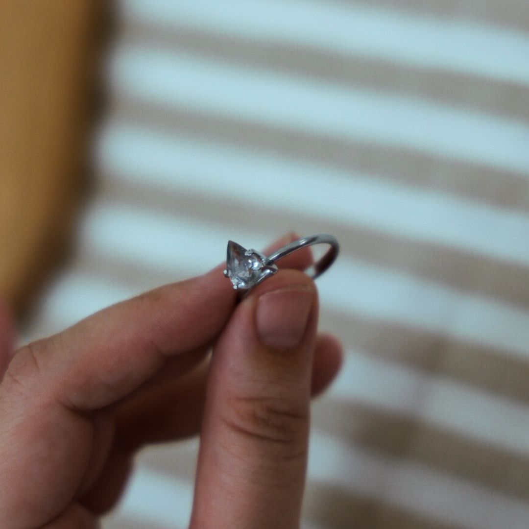 Pear Shaped Grey Sapphire Six Claw Solitaire