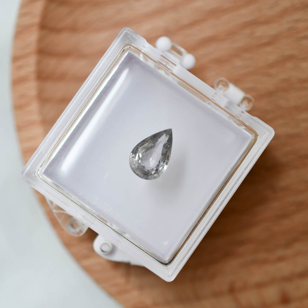 Pear Shaped Grey Sapphire Six Claw Solitaire