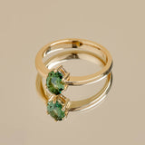 Six Claw Oval Green Tourmaline Ring
