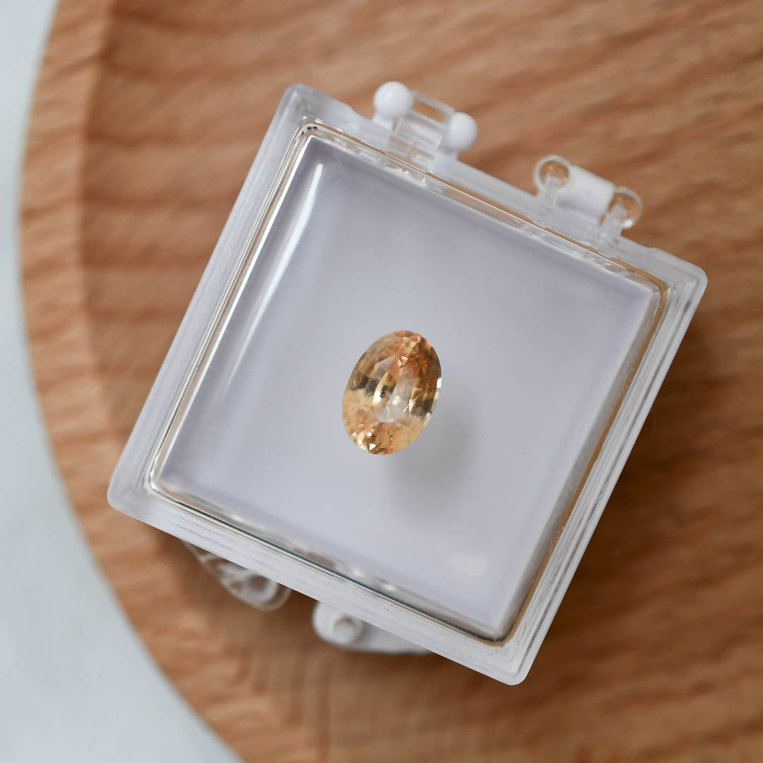 Oval "Peach", Unheated, Sapphire Solitaire Ring