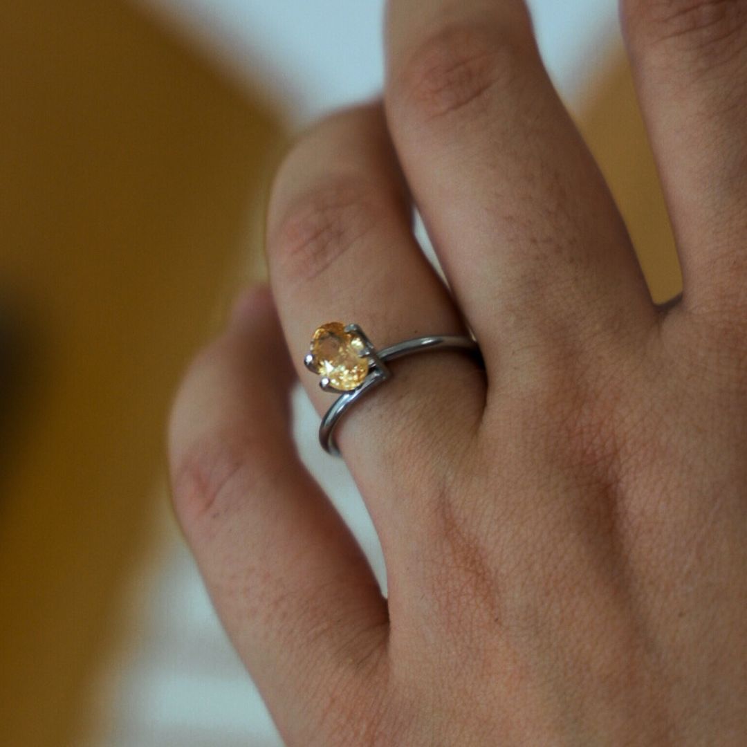 Oval "Peach", Unheated, Sapphire Solitaire Ring