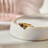9ct Yellow Gold and Peacock Sapphire Protea Ring