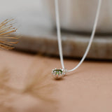 Sterling Silver Light Green Tourmaline Protea Necklace - Curb Chain