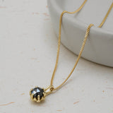 Yellow Gold Rose Cut Black Diamond Protea Necklace - Curb Chain