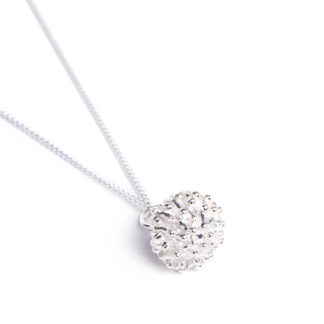 Sterling silver Protea Pincushion inspired pendant on a silver chain.