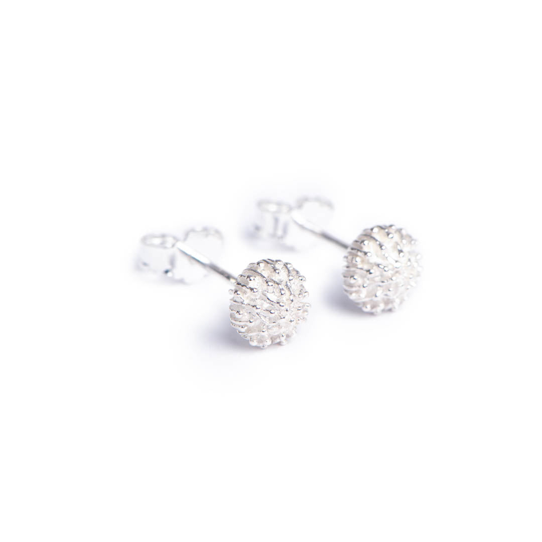 Protea Pincushion inspired earring studs in sterling silver