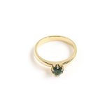 Yellow Gold And Teal Sapphire Protea Ring
