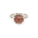 A large orange rutilated quartz set in Botanica's iconic Protea Ring, manufactured in sterling silver.