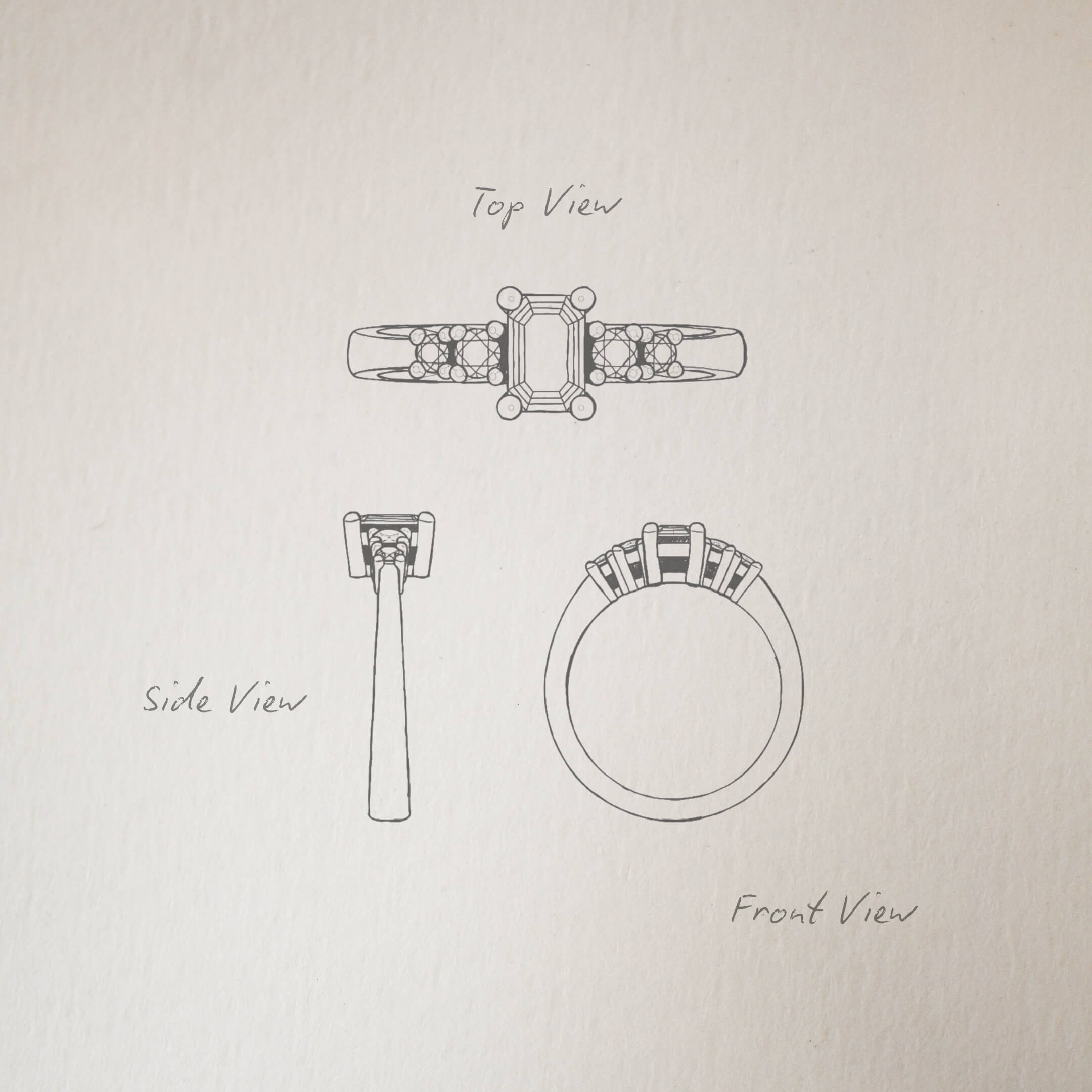 Green Sapphire and Diamond Five Stone Ring