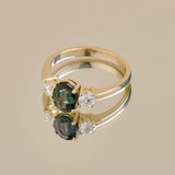 14ct Yellow Gold Sapphire and Diamond Trilogy Ring