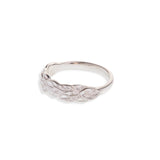 Sterling silver leaf ring with detailed leaves overlapping each other