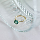 Yellow Gold And Bright Blue Tourmaline Ring