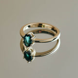 Yellow Gold and Six Claw Oval Green Tourmaline Ring