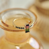 9ct Yellow Gold Watermelon Tourmaline and Black Diamond Ring