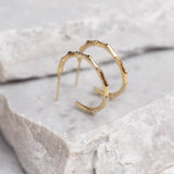 Botanica's Yellow Gold Branch Hoop Earrings With The Delicate And Unique Branch Detail and Texture
