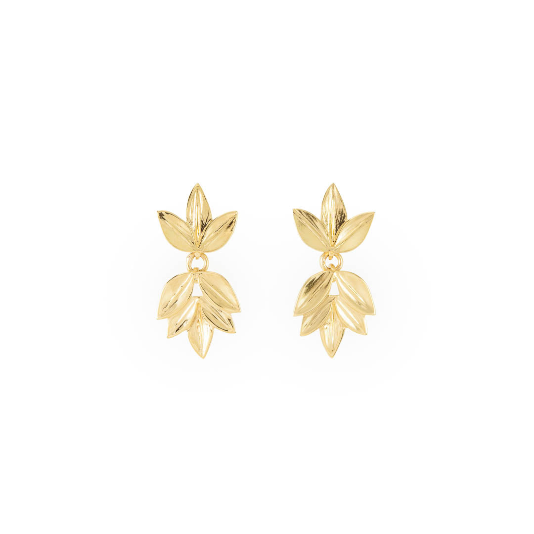 Yellow Gold Eight Leaf Acacia Studs with eight delicate overlapping leaves