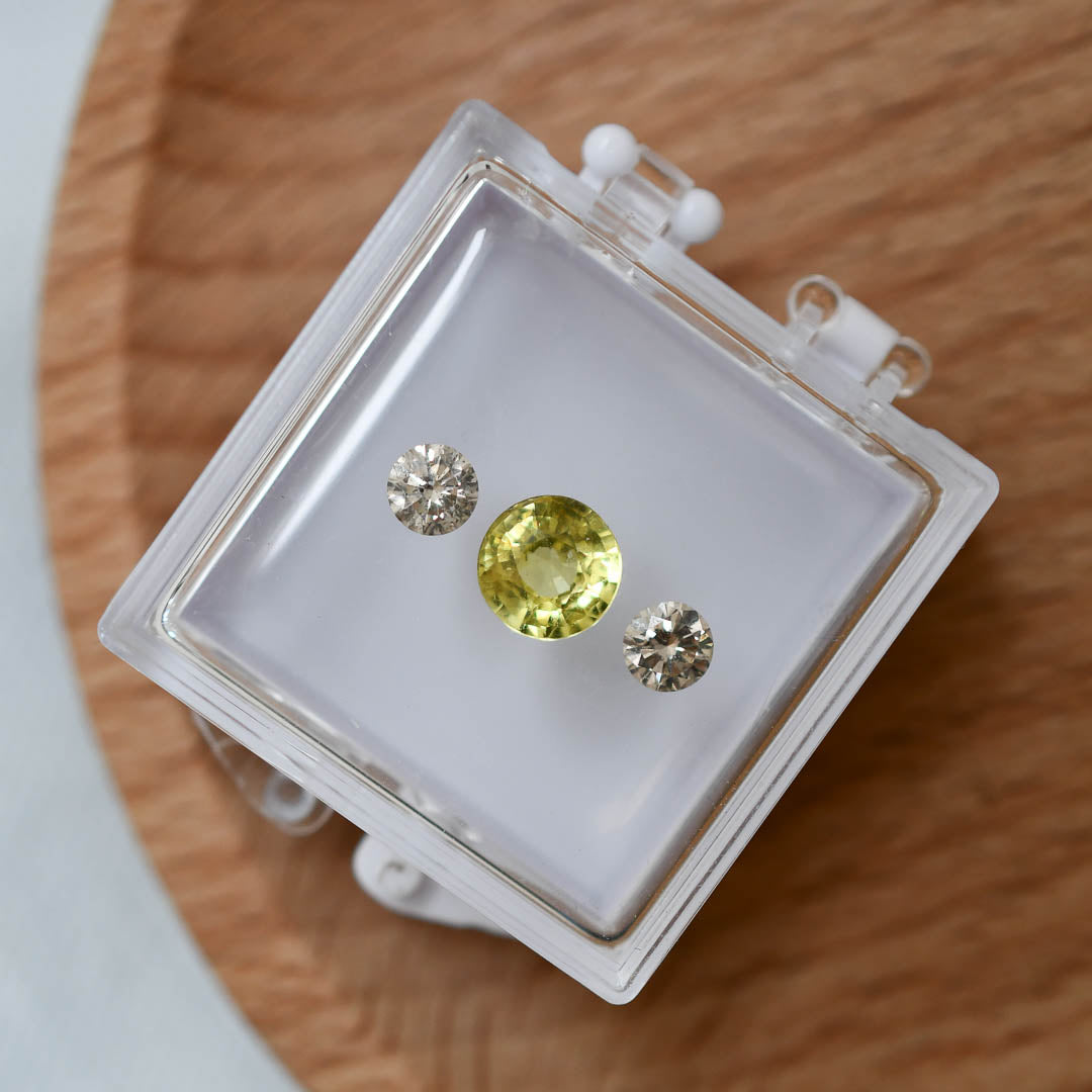Yellow Sapphire and Light Brown Diamond Ring